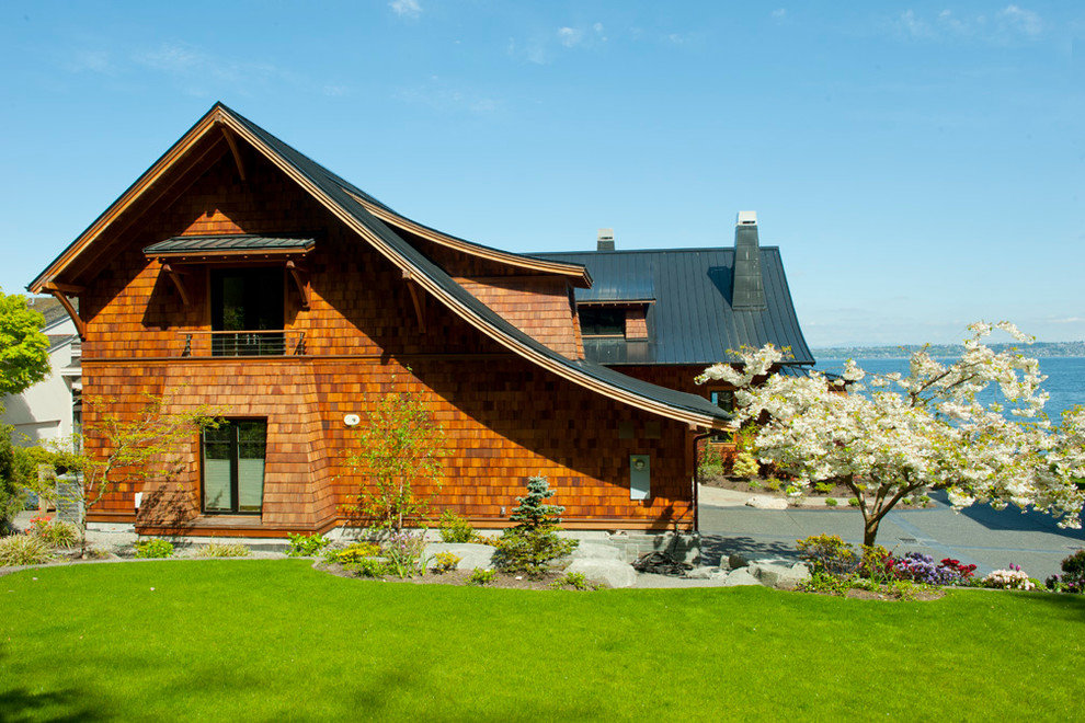 Puget Sound View House Contemporary Exterior Seattle by BC&J