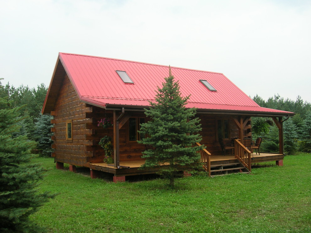Quaint Log Cabin Rustic Exterior Detroit by Oasis Homes Houzz