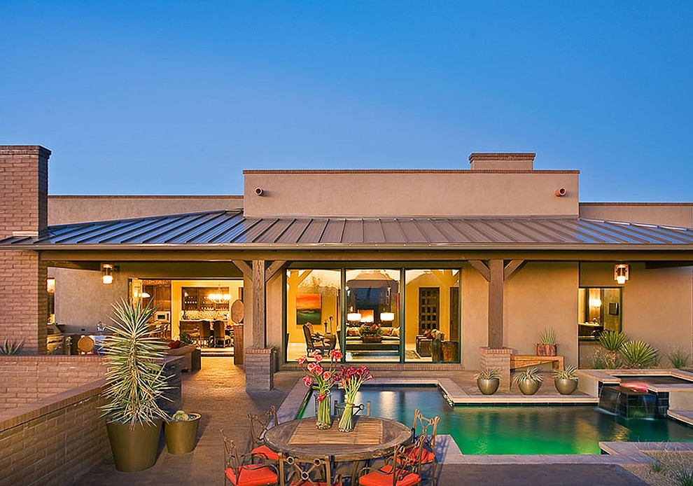 Ranch Courtyard Home Contemporary Exterior Phoenix by