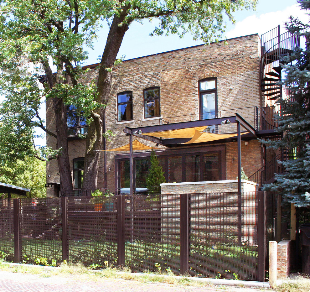 Photo of an industrial brick house exterior in Chicago.