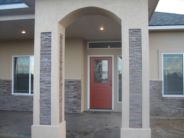 Recessed Veneer Stone Columns - Contemporary - House Exterior - Boise ...