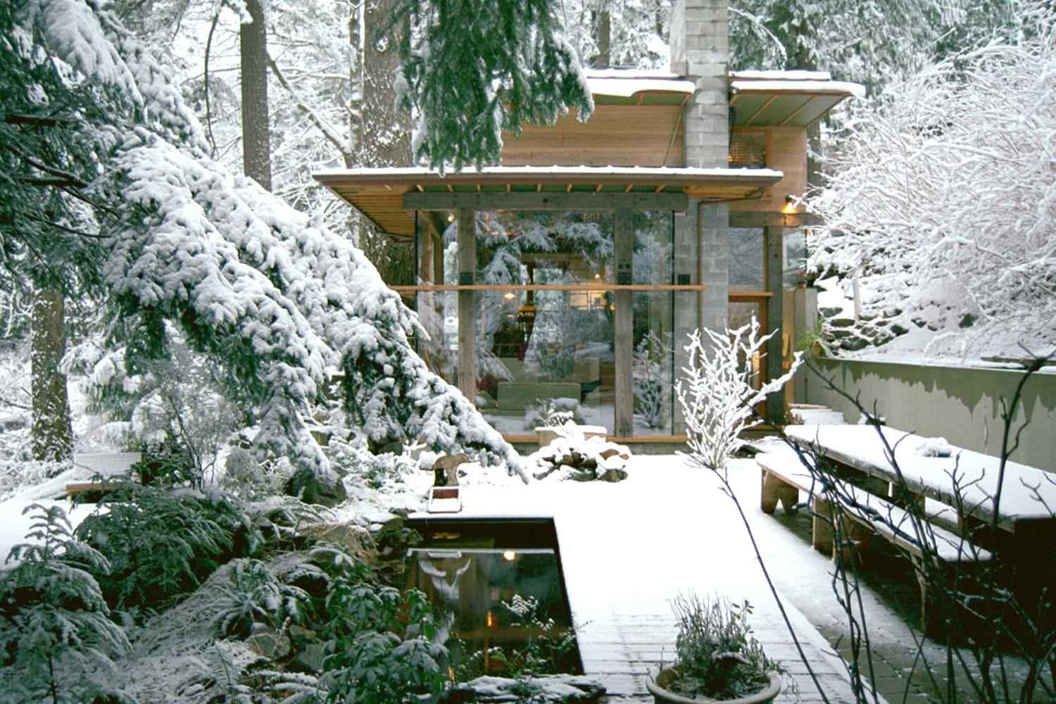 Зимний пейзаж в саду, дизайн сада зимой: очень интересные идеи