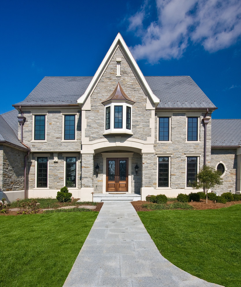 Photo of a classic house exterior in Philadelphia with stone cladding.