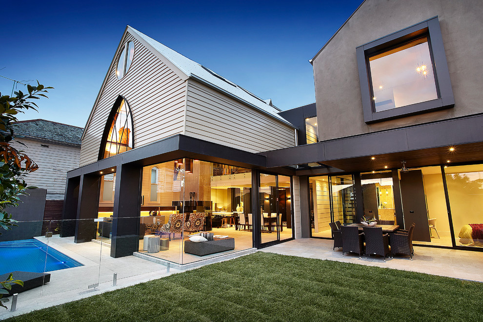 Свежая идея для дизайна: дом в современном стиле с облицовкой из бетона - отличное фото интерьера