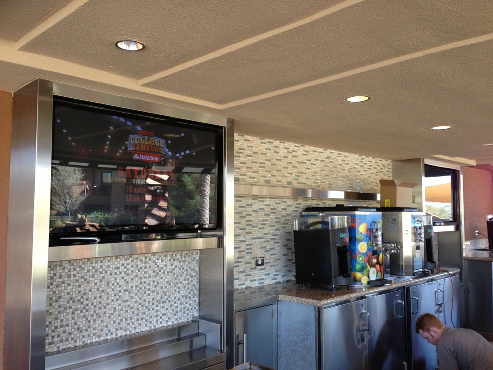 Resort Outdoor Bar TV Enclosure Transitional Exterior Phoenix