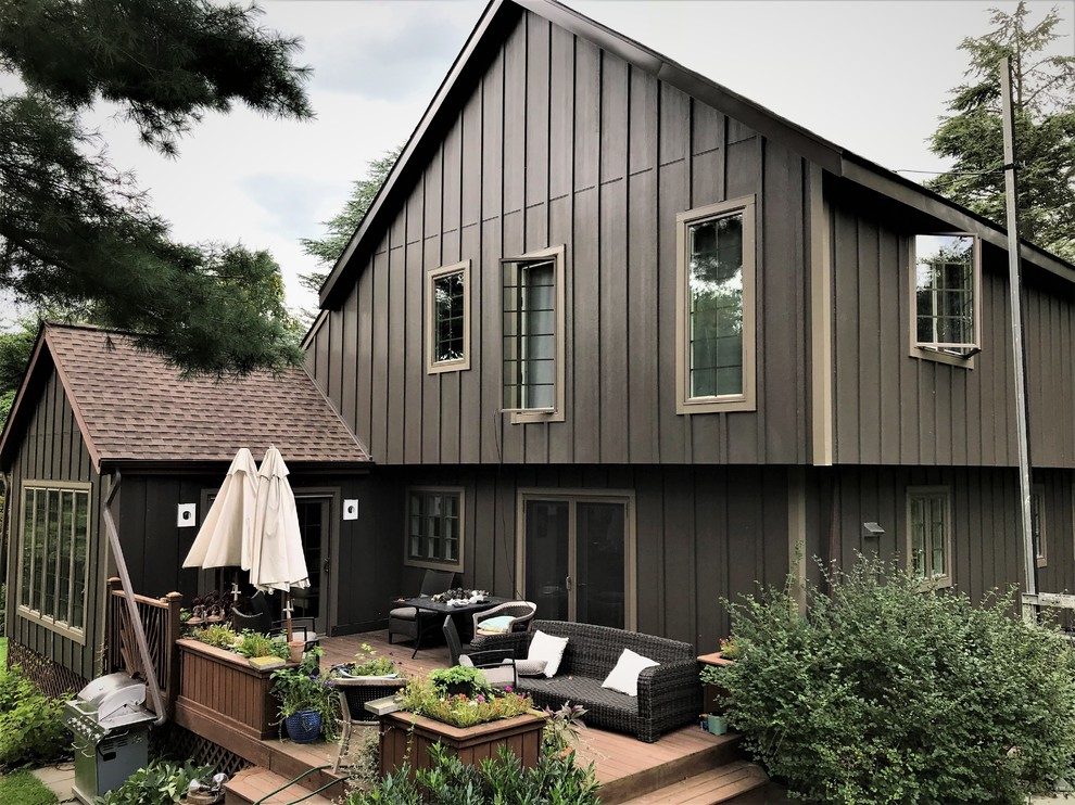 Rich Espresso James Hardie Vertical Siding Rustic Exterior by