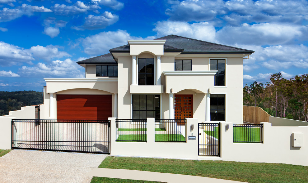 Design ideas for a traditional house exterior in Brisbane.