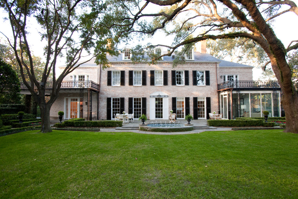 This is an example of a traditional brick house exterior in Houston.
