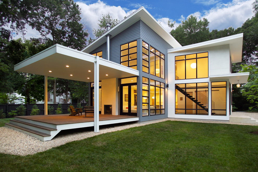 Inspiration for a contemporary two-story exterior home remodel in DC Metro