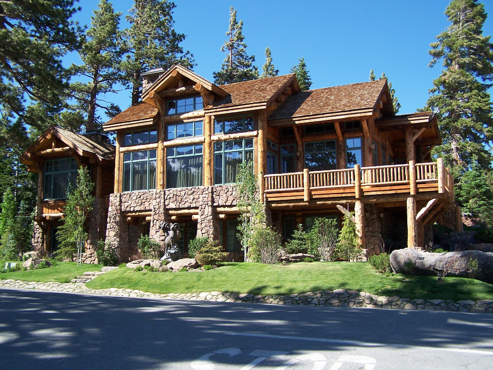 Inspiration for a large rustic house exterior in Salt Lake City.