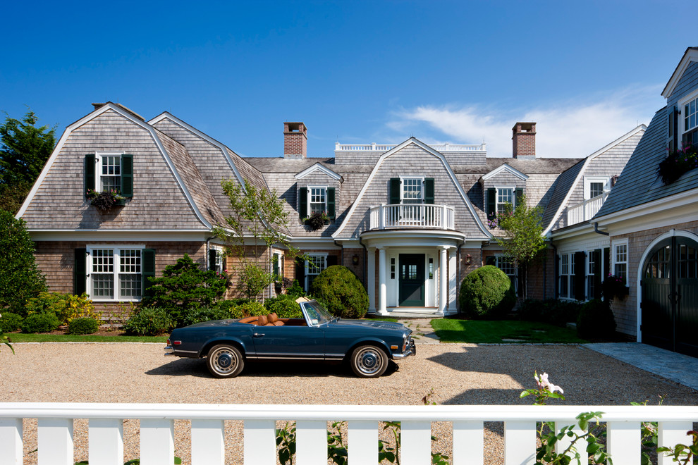 Inspiration for a beach style house exterior in Boston.