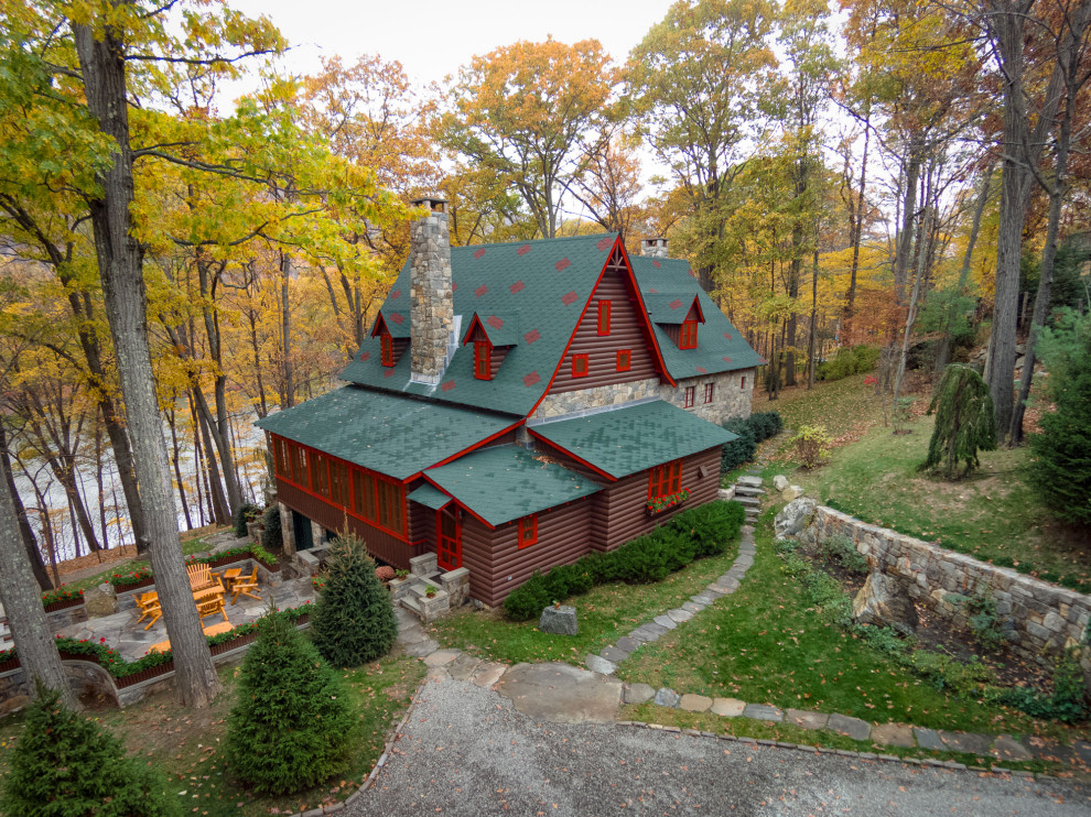 Rustic Storybook Style Quarter Log Siding Lodge Rustic Exterior