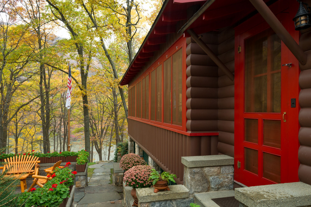 Rustic Storybook Style Quarter Log Siding Lodge Rustic Exterior