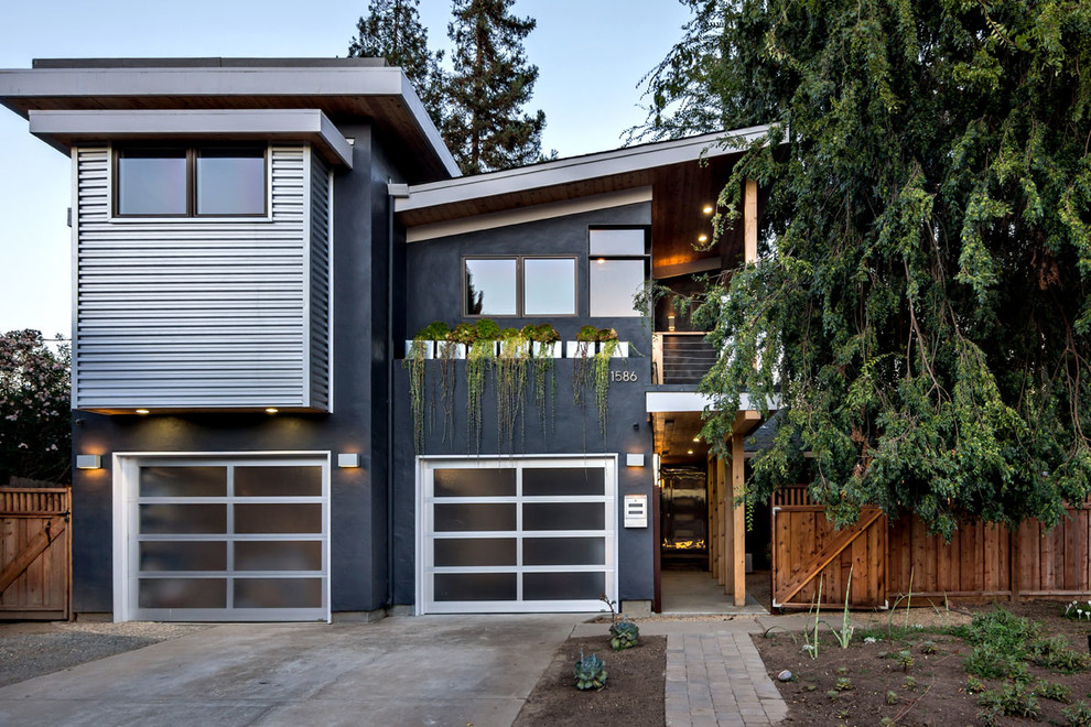 Inspiration for a contemporary gray two-story exterior home remodel in San Francisco