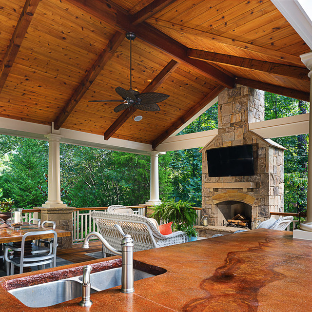 Sandy Springs Outdoor Kitchen & Cabana Arts & Crafts House Exterior