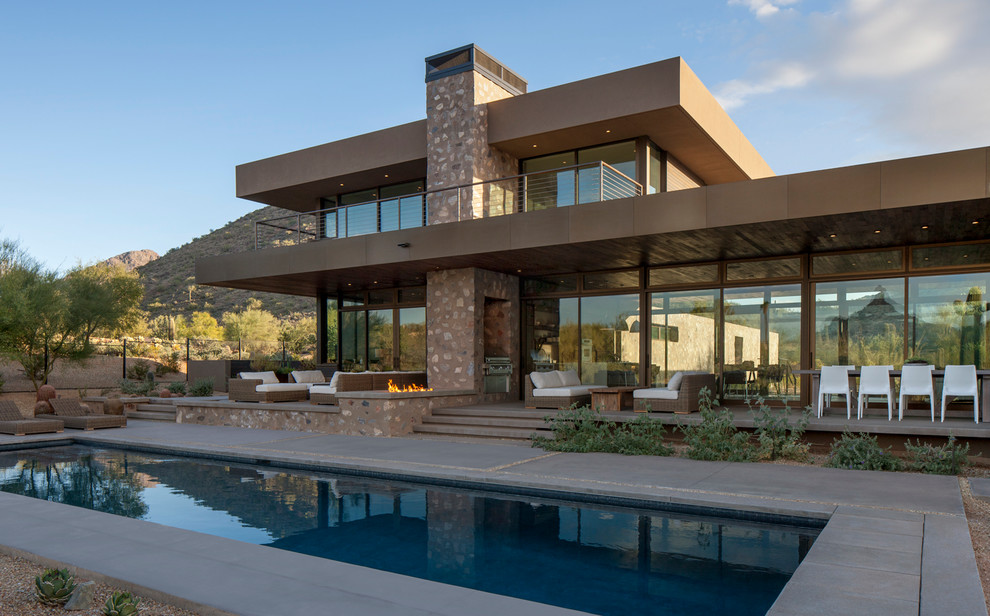 Zweistöckiges Modernes Haus mit Flachdach in Phoenix