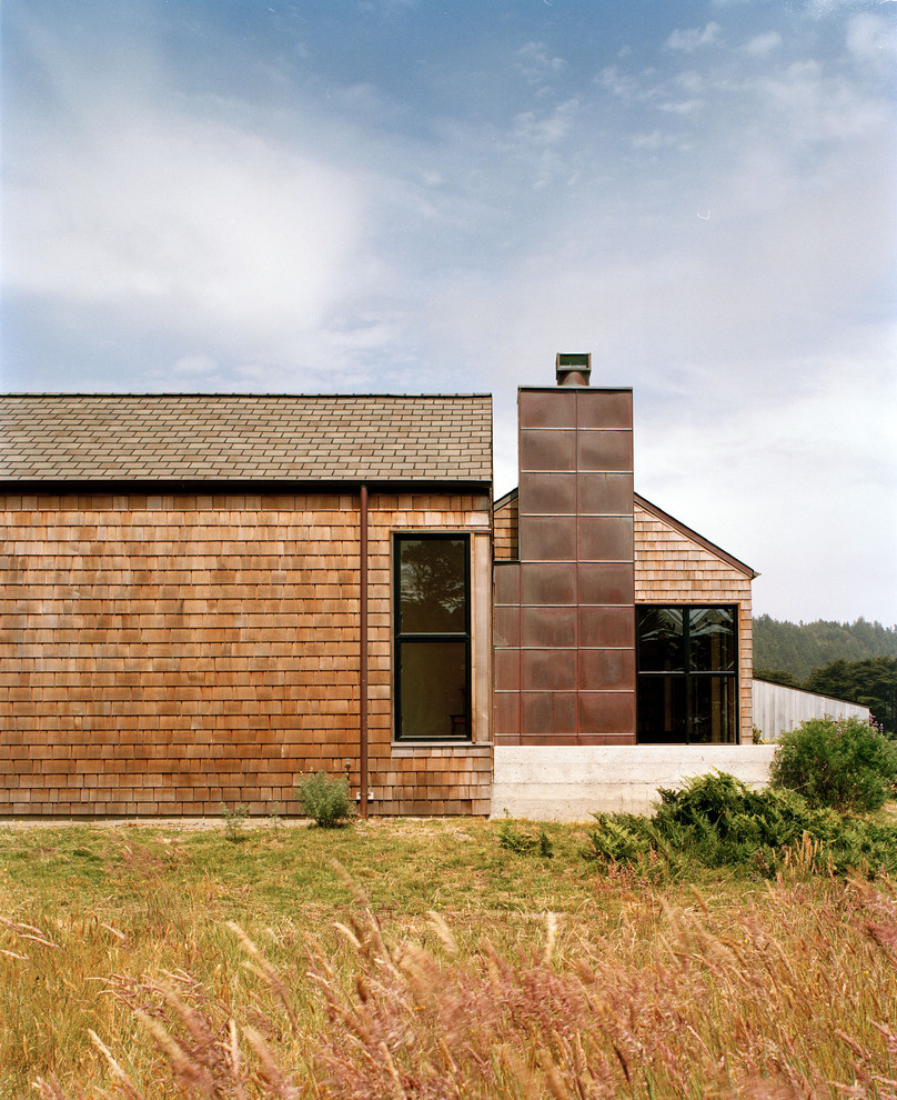 Inspiration for a contemporary wood exterior home remodel in San Francisco
