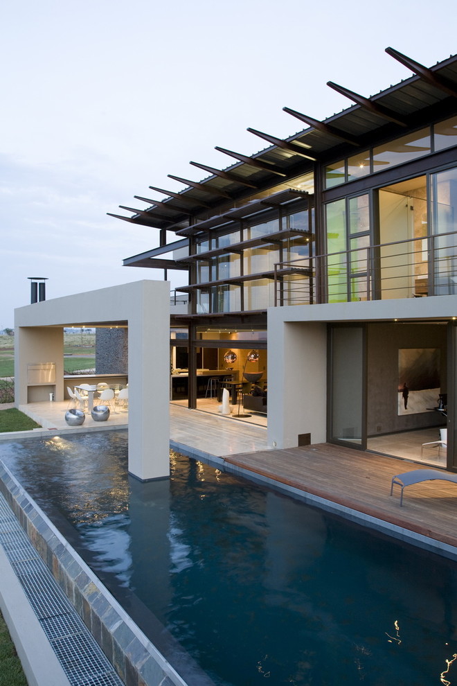 Contemporary two floor house exterior.