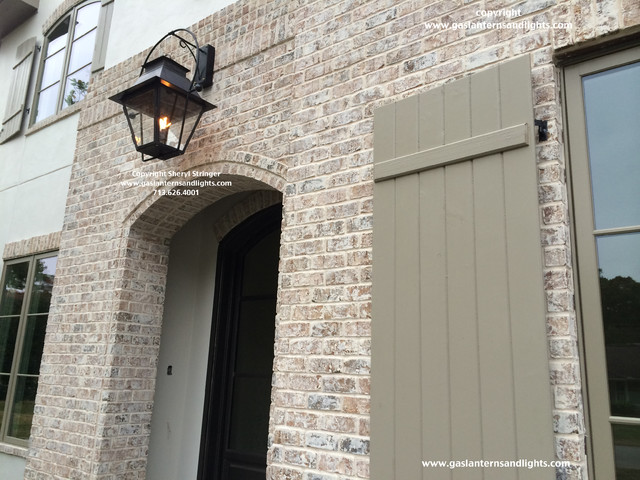 Sheryl's Extra Large V Style Gas Lantern Hanging Over Front Door -  Transitional - House Exterior - Houston - by Sheryl Stringer | Houzz IE