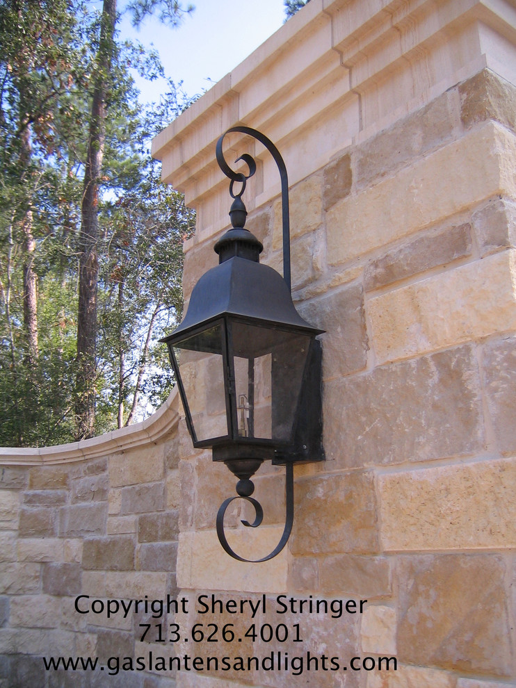 Sheryl's Tuscan Gas Lantern with Curls Mediterranean Exterior