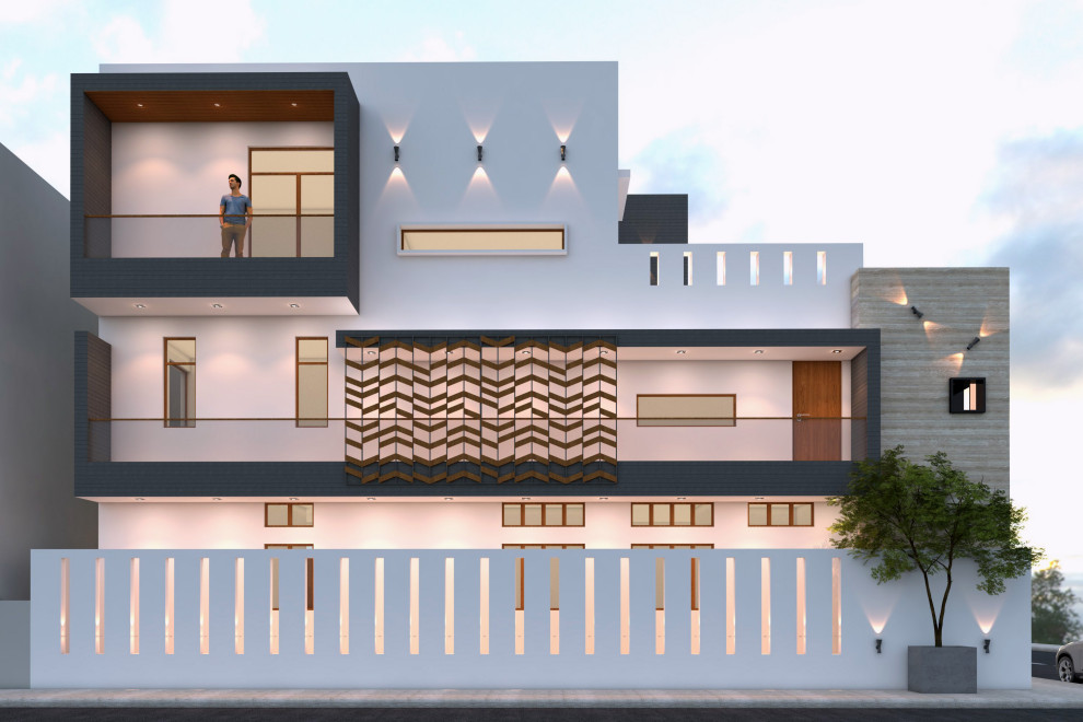 Inspiration for a contemporary house exterior in Hyderabad.