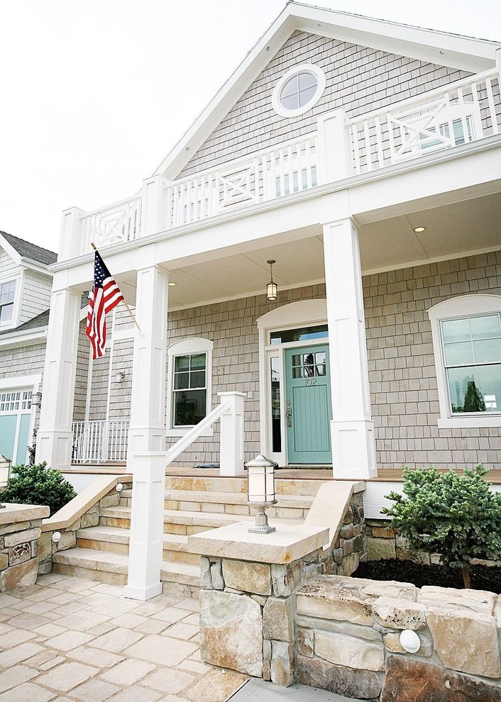 Mid-sized eclectic gray two-story exterior home photo in Salt Lake City