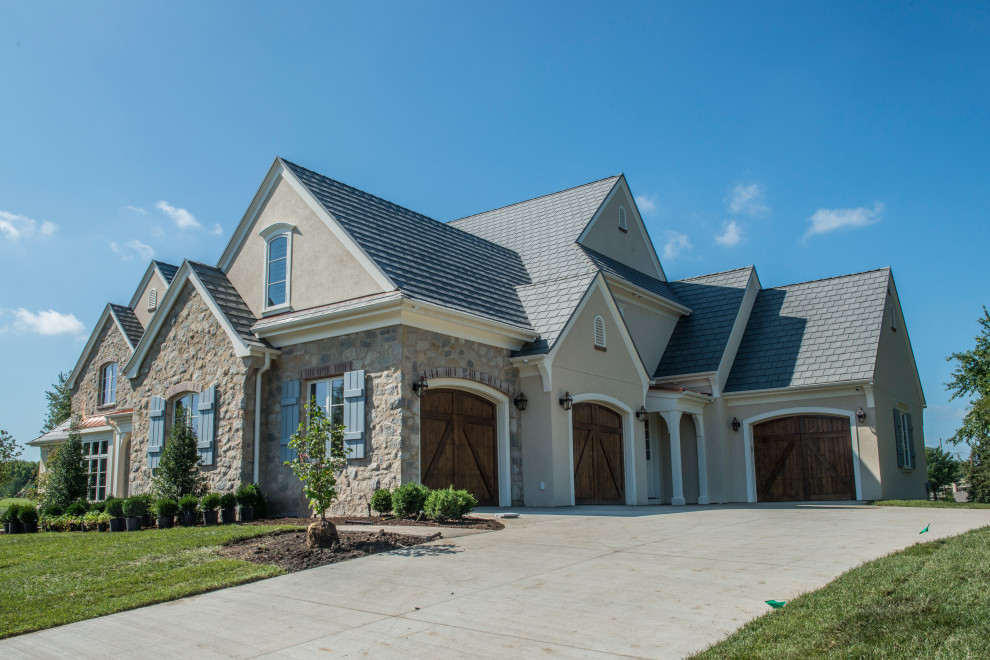 Side View of Exterior French Country Exterior Kansas City by