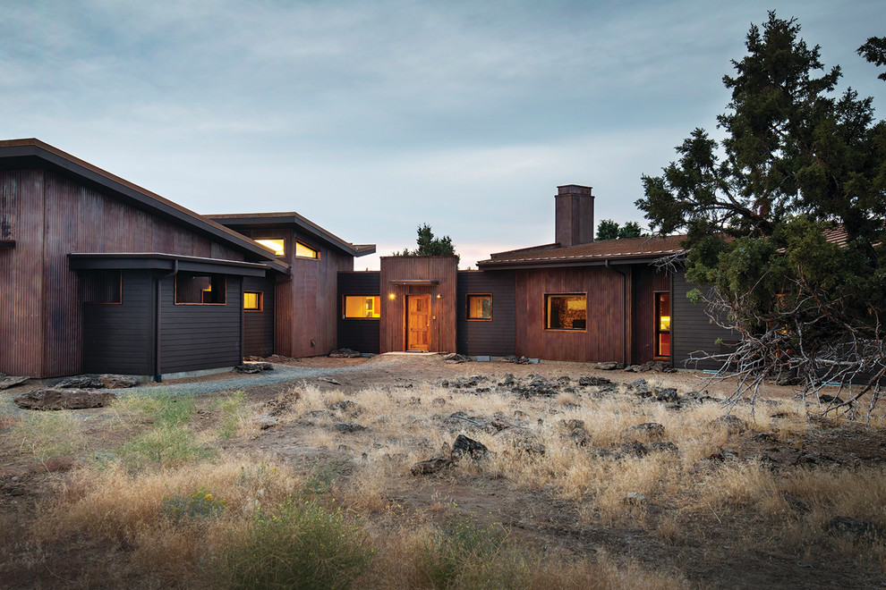 Huge cottage brown metal exterior home idea in San Francisco