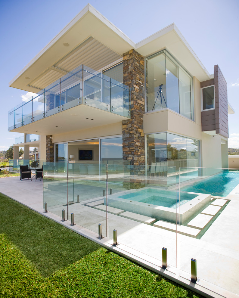 Trendy two-story exterior home photo in Sydney