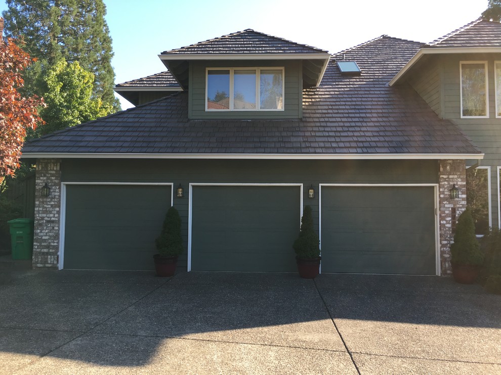 Spanish round modern gutters Transitional Exterior Portland by