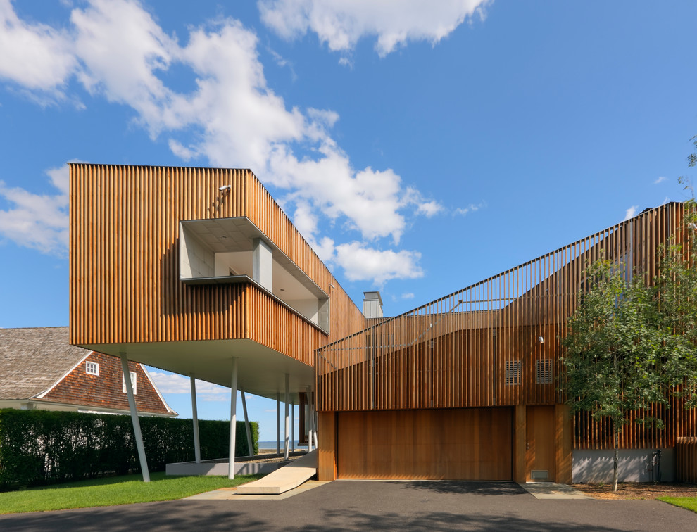 Zweistöckige Moderne Holzfassade Haus in New York