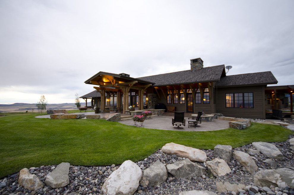 Design ideas for a rustic house exterior in Denver.