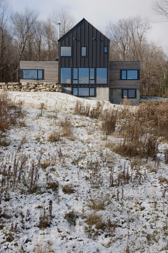 Foto della facciata di una casa contemporanea con rivestimento in cemento