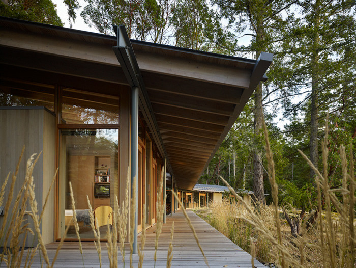 Источник вдохновения для домашнего уюта: одноэтажный, деревянный, серый дом в современном стиле с односкатной крышей