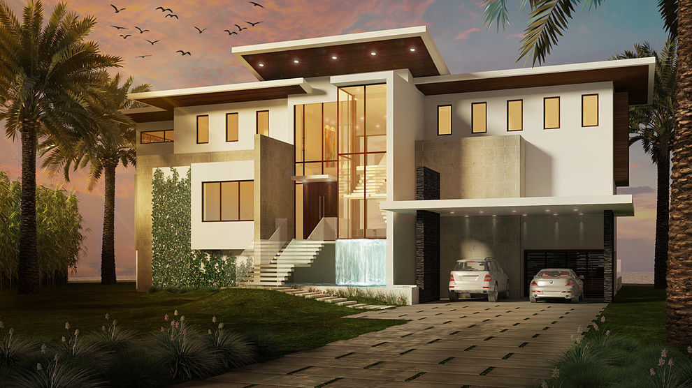 Sunrise Harbour Coral Gables Residence Midcentury Exterior