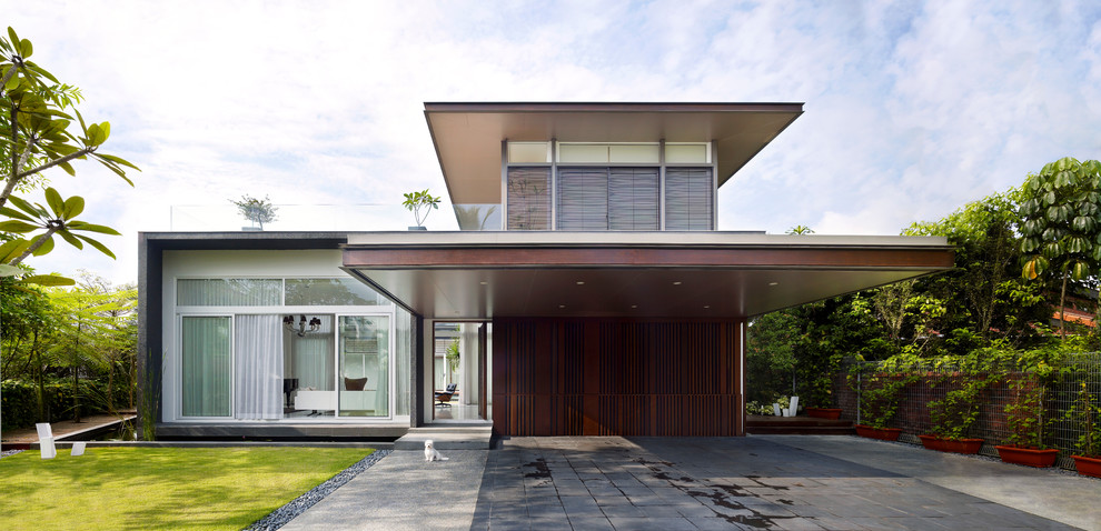 This is an example of a modern house exterior in Singapore.