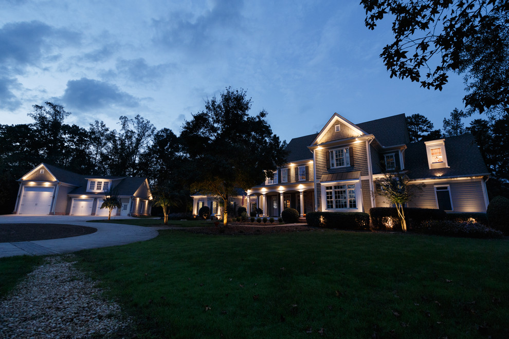 Suwanee, GA House Lighting Project Farmhouse Exterior Atlanta