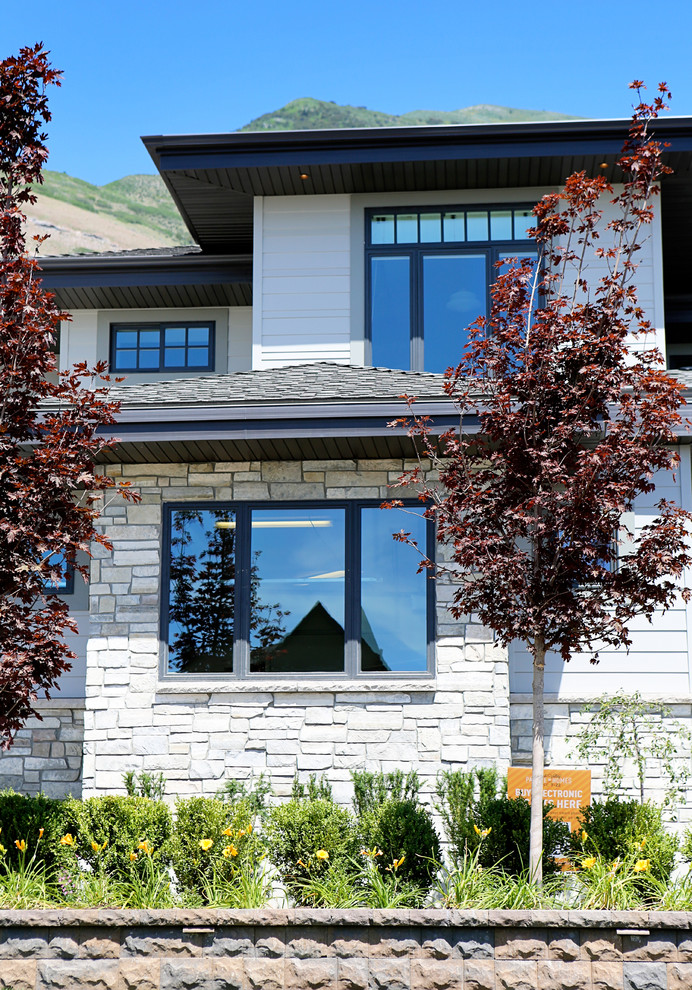 Inspiration for a transitional exterior home remodel in Salt Lake City