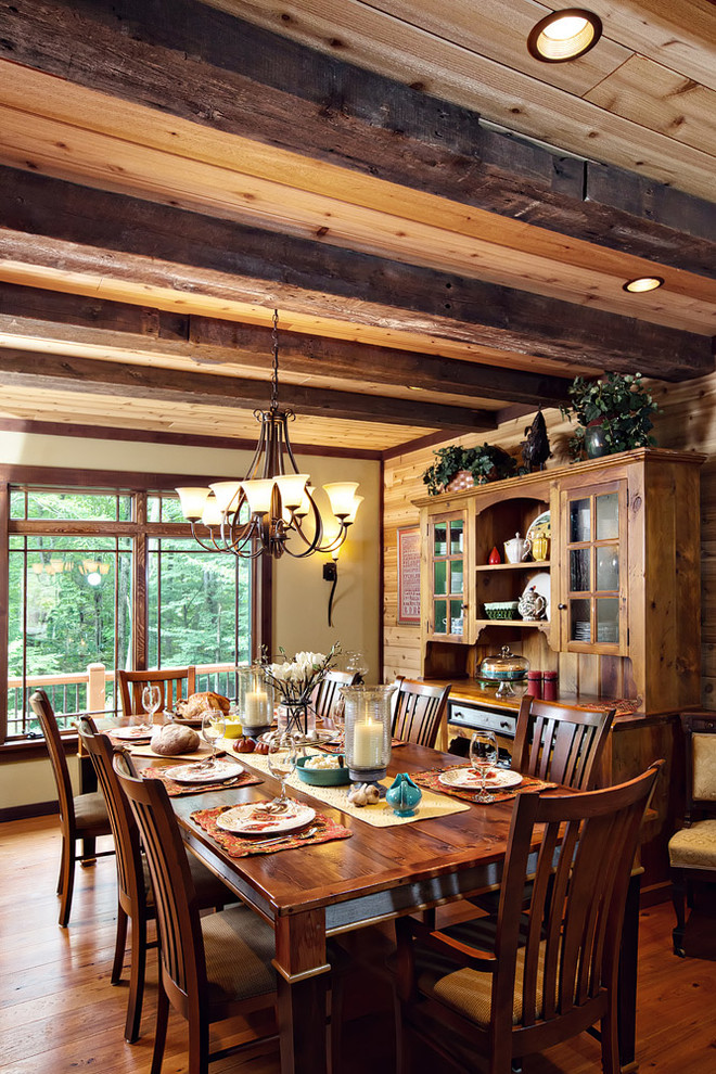 This is an example of a large rustic dining room in Philadelphia.
