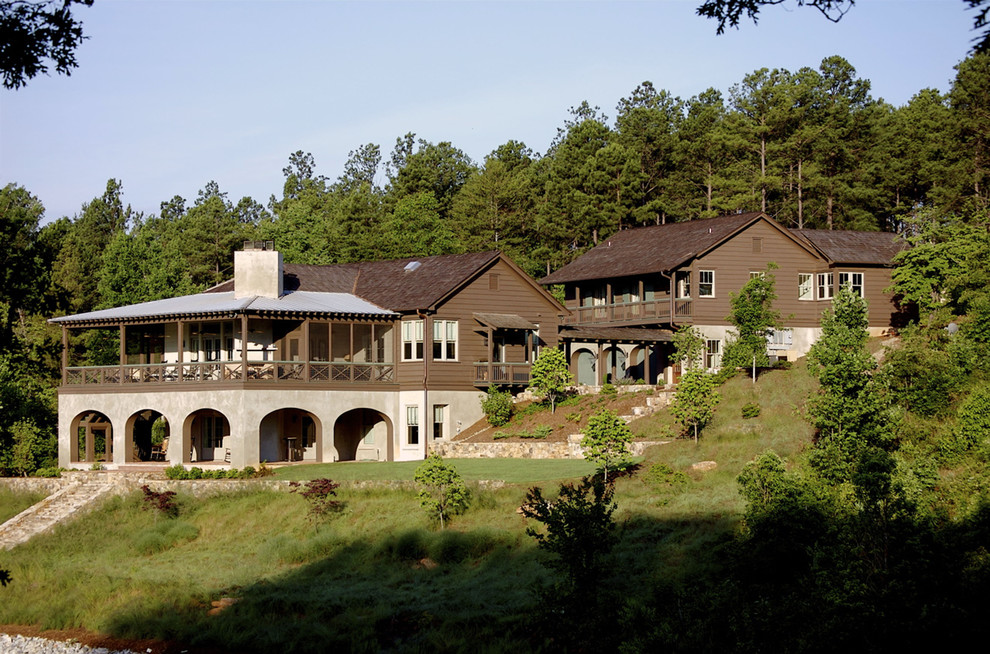 Example of a classic wood exterior home design in Atlanta
