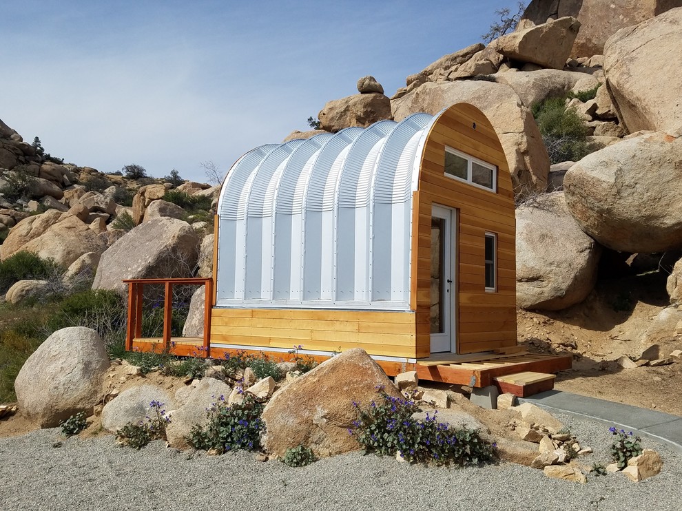 Tiny Quonset Hut Home in the California Mountains Eclectic Exterior