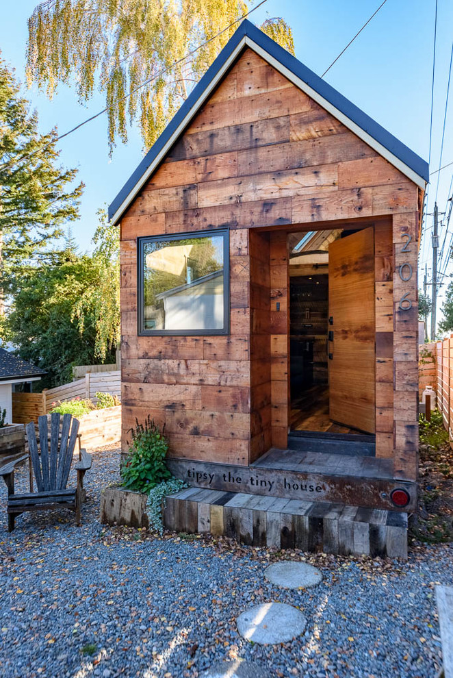 Inspiration for a small rustic tiny house remodel in Seattle