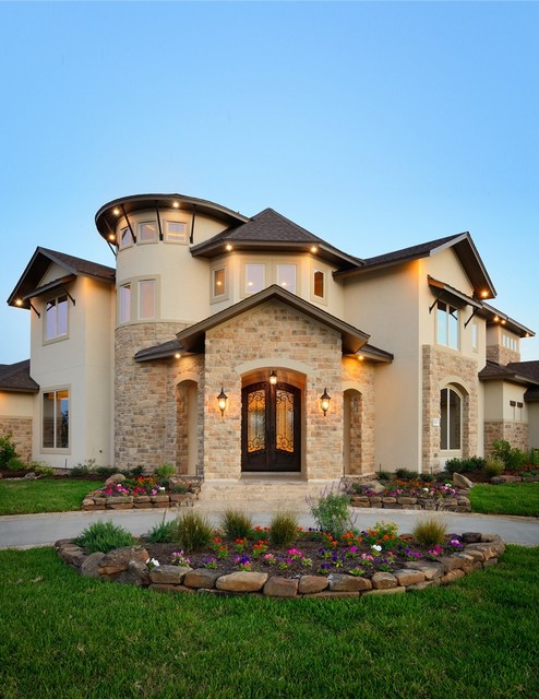 Towne Lake Corner Lot Front Elevation Rustic Exterior Houston By Wyrick Residential Design