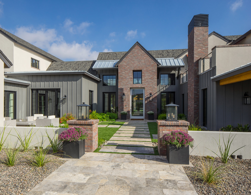 Transitional Farmhouse Farmhouse Exterior Phoenix By Aj Design Studio Houzz