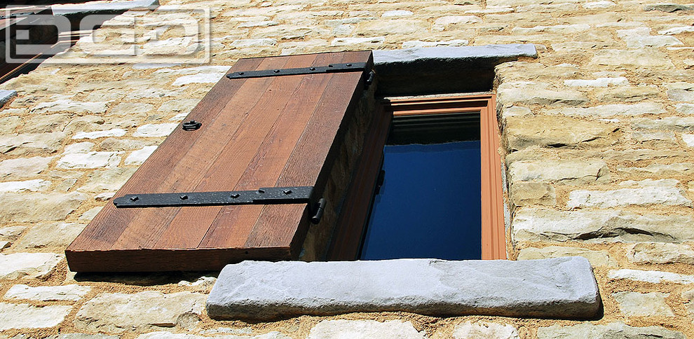 Tuscan Style Window Shutters In Reclaimed Wood Rustic Hardware Traditional Exterior Orange County By Dynamic Garage Door Houzz