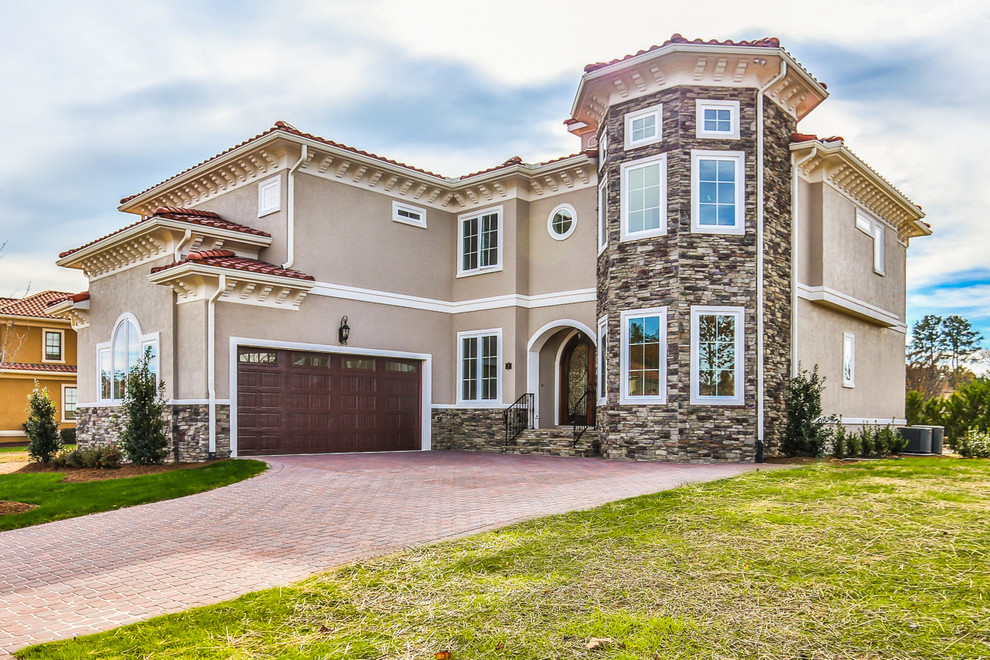 Tuscan Villa Custom Home in Maida Vale, Durham, NC Mediterranean