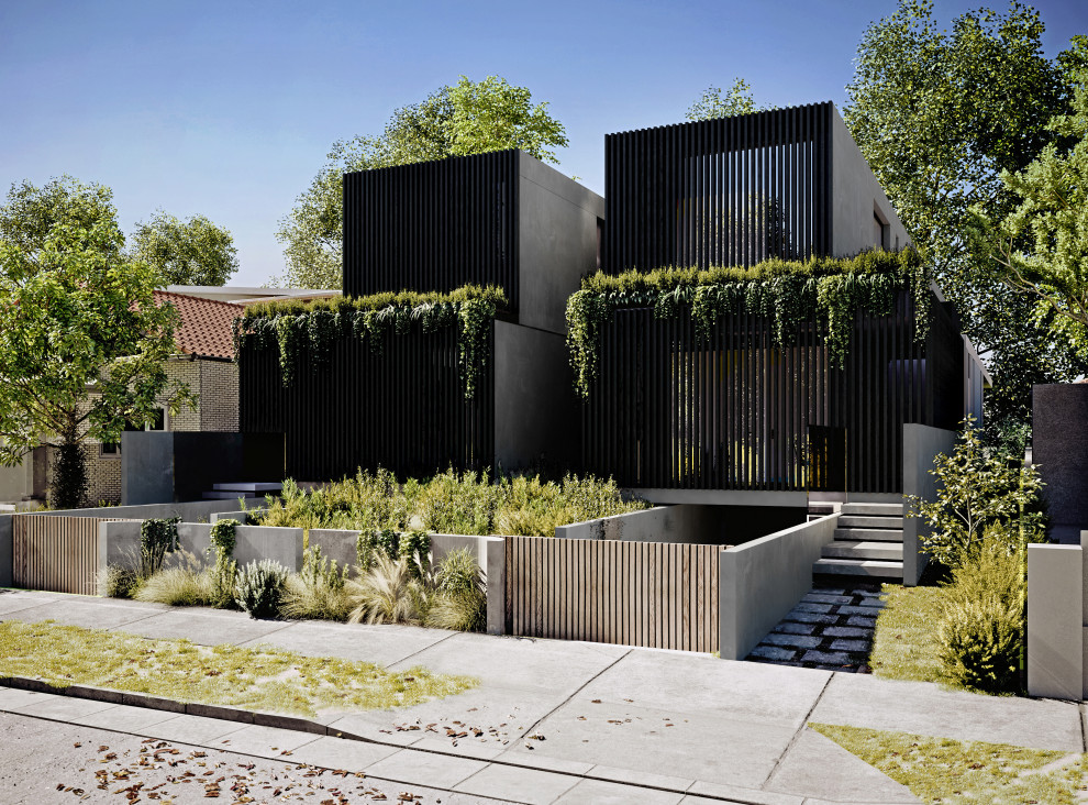 Modern duplex exterior idea in Melbourne