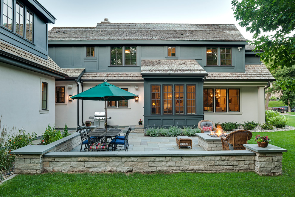 Example of a transitional exterior home design in Minneapolis