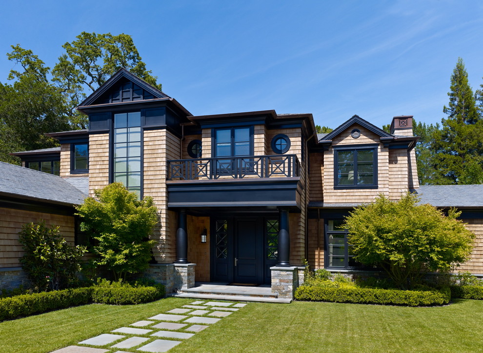 Inspiration for a timeless two-story wood exterior home remodel in San Francisco