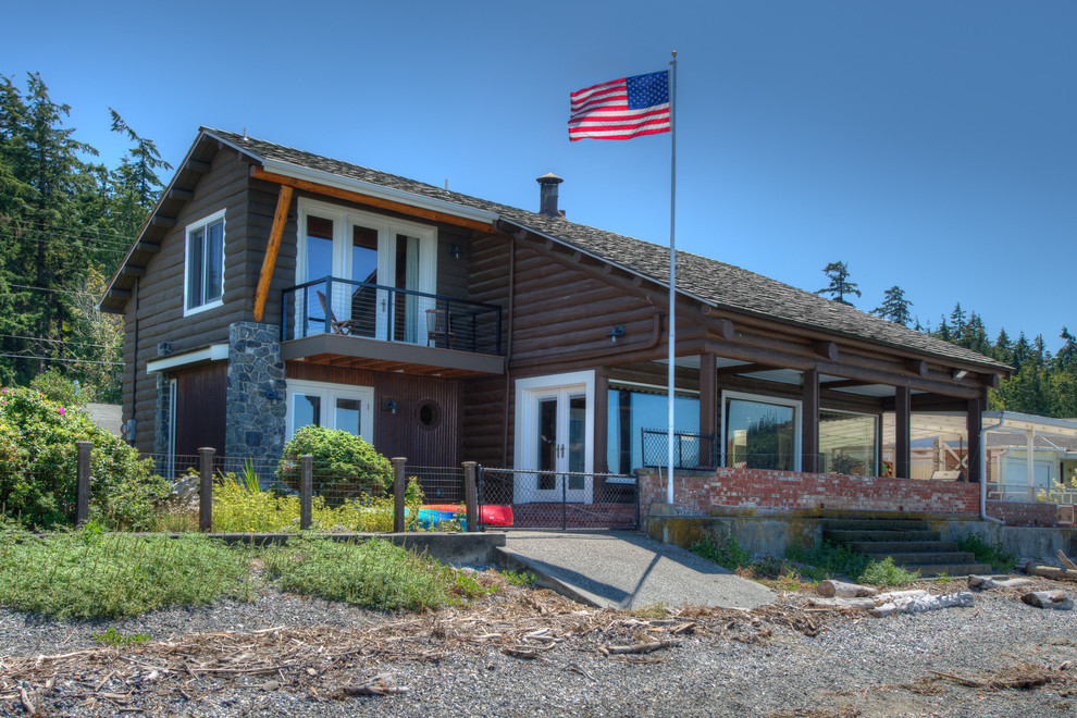 Utsalady Bay Log Cabin Addition, Camano Island WA Rustic Exterior